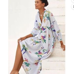 Floral Maxi Dress with Bird Print NWT